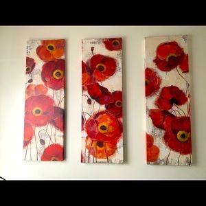 3 Poppy Flower Canvas
